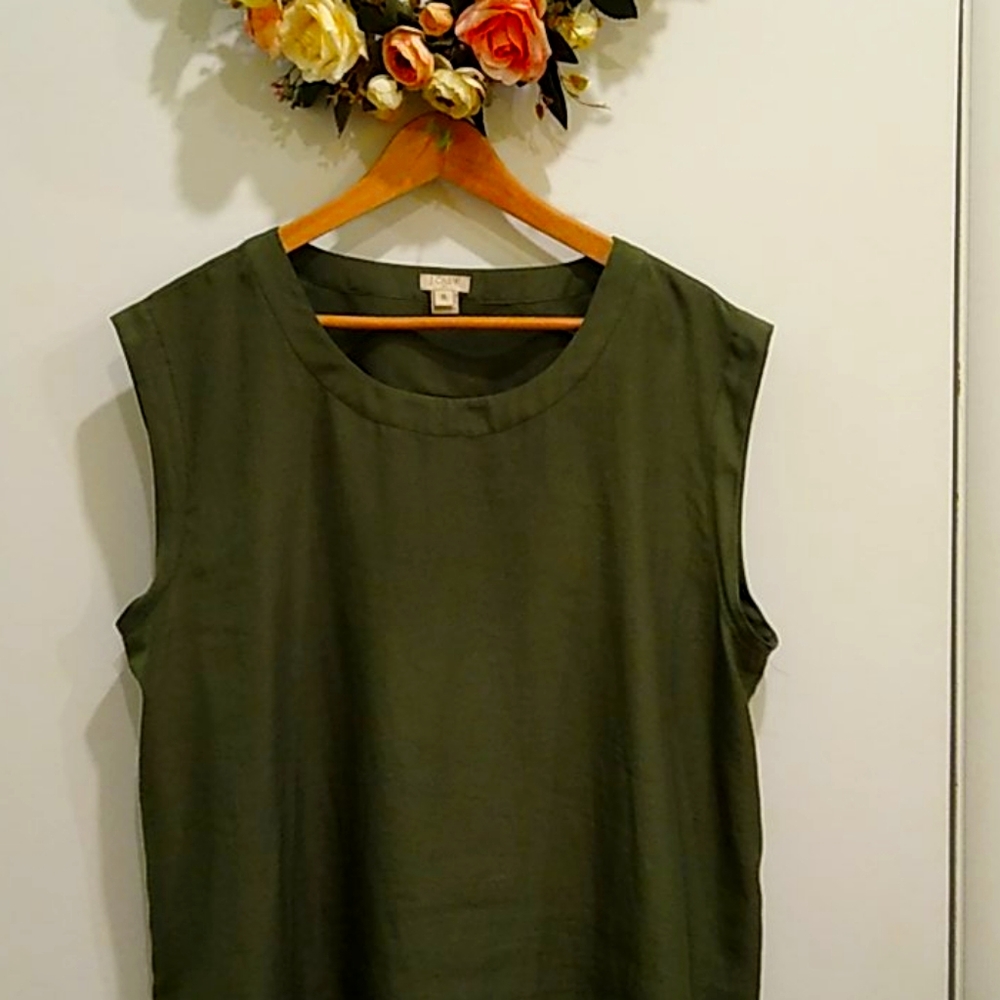 JCREW Green Cap Sleeve Blouse (XL)